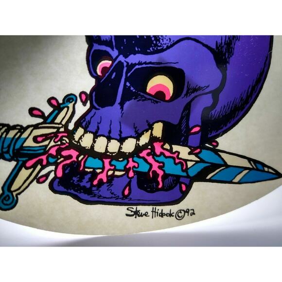 Grateful Dead Vintage Original Car Window Decal Skull Knife In Mouth '92 Hidock - Picture 3 of 7